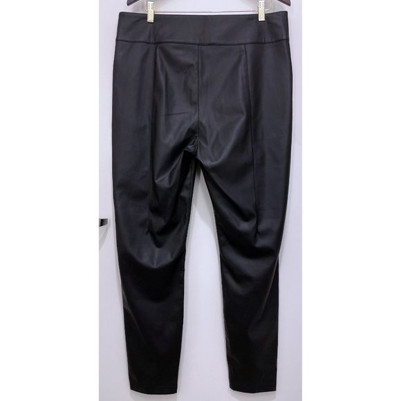 Alp N Rock Black Faux Leather Black Geneva Pant Slim Button Vegan XL Extra Large - Picture 4 of 8